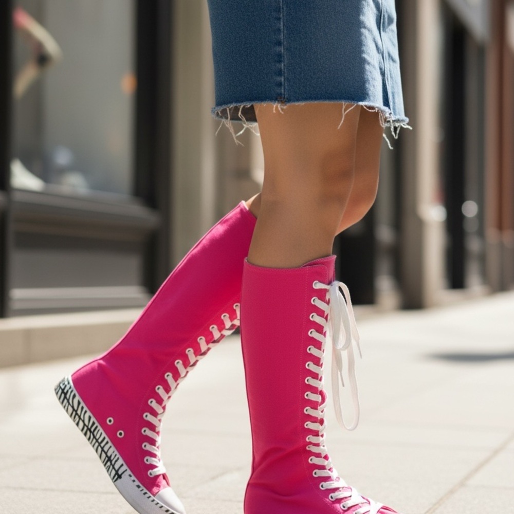 Women’s size 7 Pink High-Top Lace-Up Sneakers